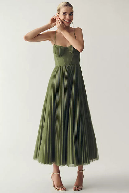 Modern Siluet Drapeli Maxi Elbise
