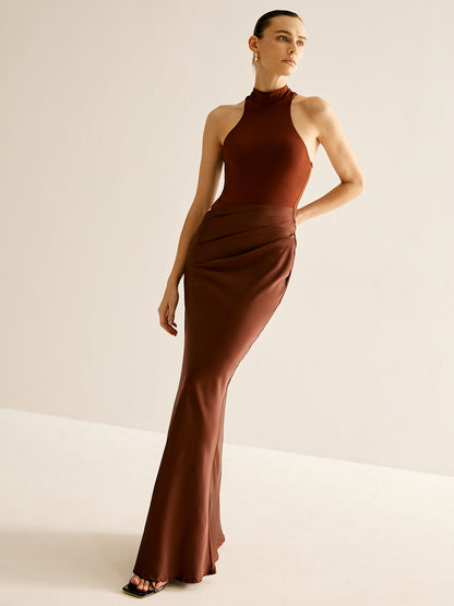 Zarif Panelli Fit Maxi Elbise