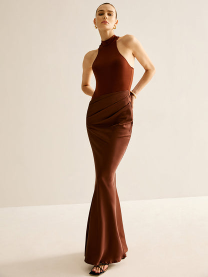 Zarif Panelli Fit Maxi Elbise