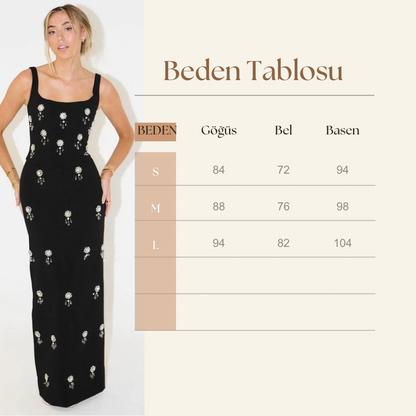 Gümüş Işıltı Maxi Elbise